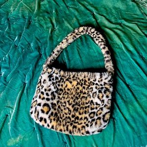 Vintage Y2K handbag, cheetah print, magnet seal bag